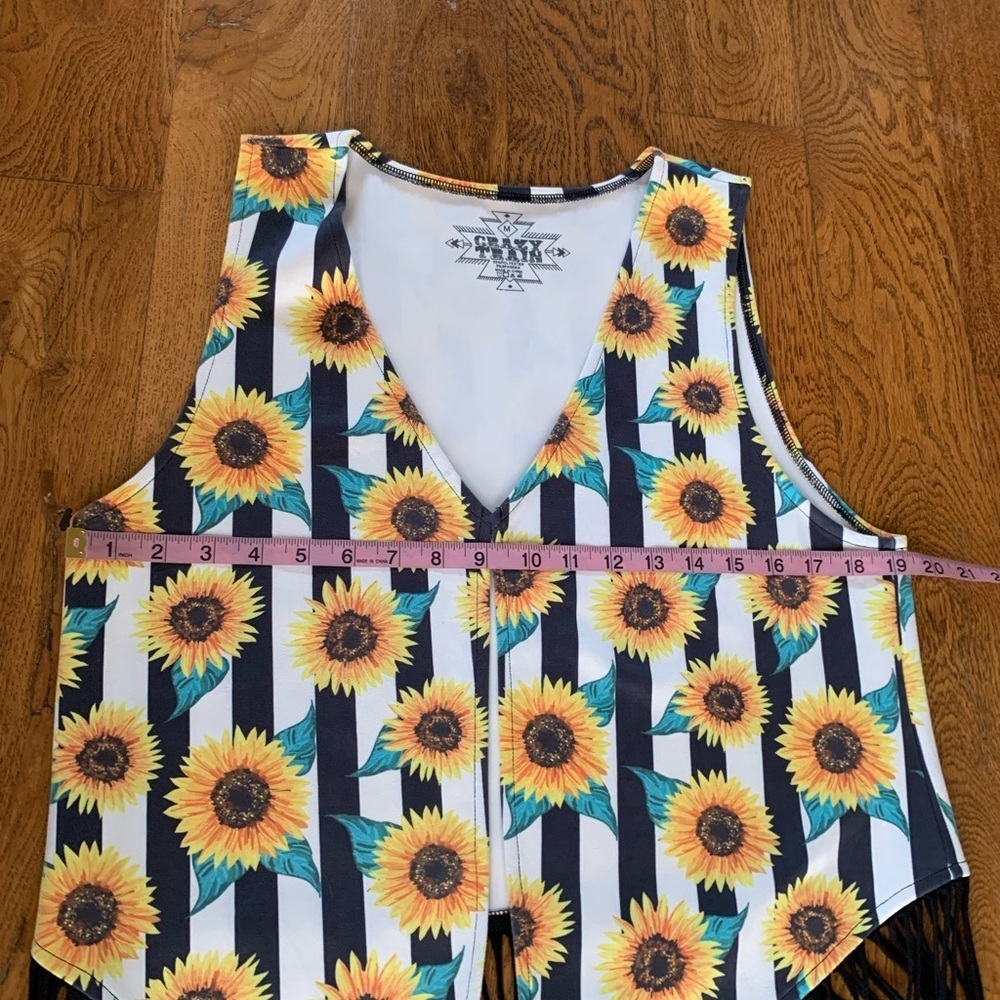 Crazy Train Bohemian Open‎ Vest Sunflower Print - Picture 5 of 7